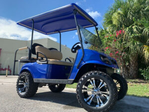 Blue EZGO with Custom Rims port charlotte golf cart repairs, golf cart service, mobile repair